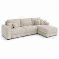 Aria Cream Ribbed Chaise Corner Sofa